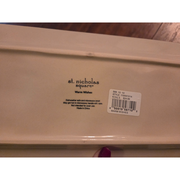 St. Nicholas Square Plate Cookie Tray "Warm Wishes" 14x6 Christmas Holiday - Picture 2 of 3
